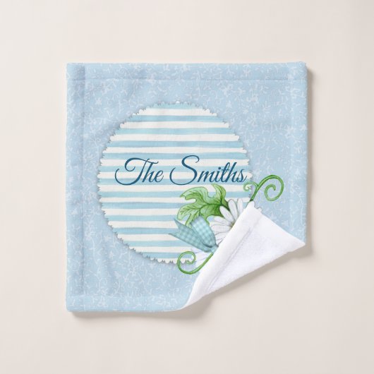 Daisy Blue Patch Aangepast Bad Handdoek (Wasdoekje)