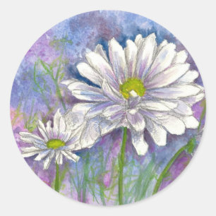 Daisy Boeket Schilderij Ronde Sticker