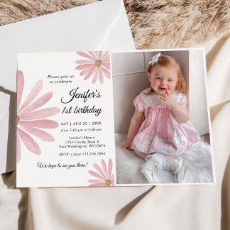Daisy Bohmian Girl 1st Birthday Party Foto Kaart