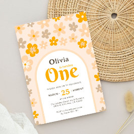 Daisy Boho Bloemen 1e Verjaardagsfeest Kaart