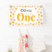Daisy Boho Bloemen 1e Verjaardagsfeestbanner Spandoek (Insitu)