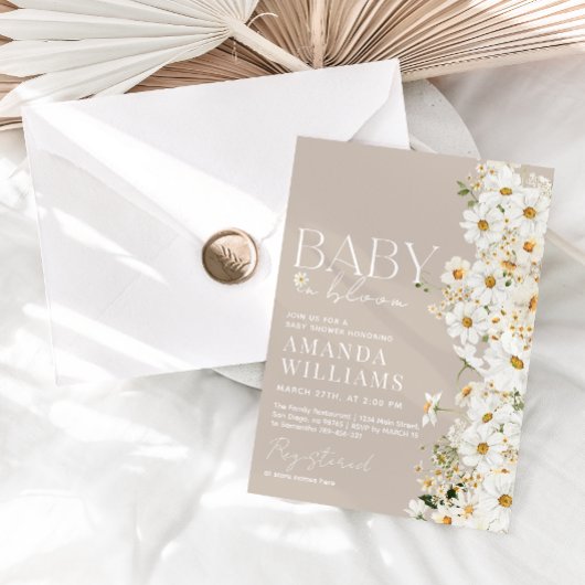 Daisy Boho Fleur sauvage Baby shower Invitation