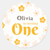 Daisy Boho Floral 1e verjaardag Ronde Sticker (Voorkant)