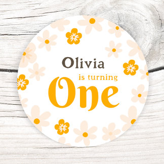 Daisy Boho Floral 1e verjaardag Ronde Sticker