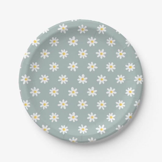 Daisy Boho Floral Papieren Bordje (Voorkant)