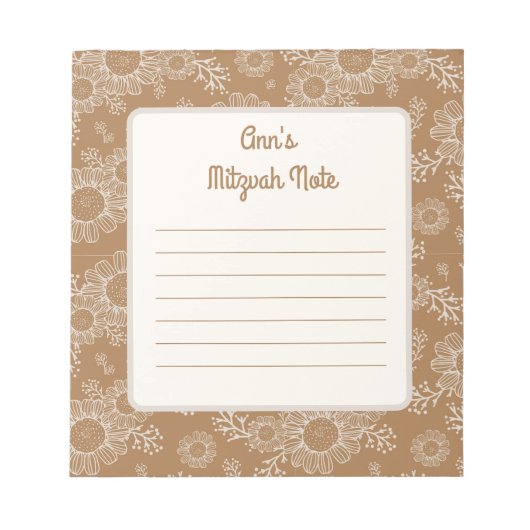 Daisy boho Mitzvah Notes Notitieblok (Voorkant)