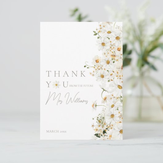 Daisy Boho Wilde Bloem Moderne Bruiloft Feest Bedankkaart (Staand voorkant)