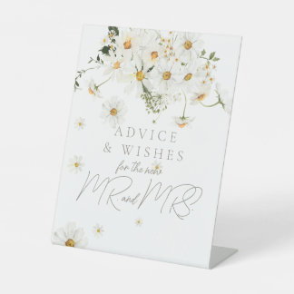 Daisy Boho Wildflower Modern Bruids Advies Spel Reclamebord Met Voetstuk