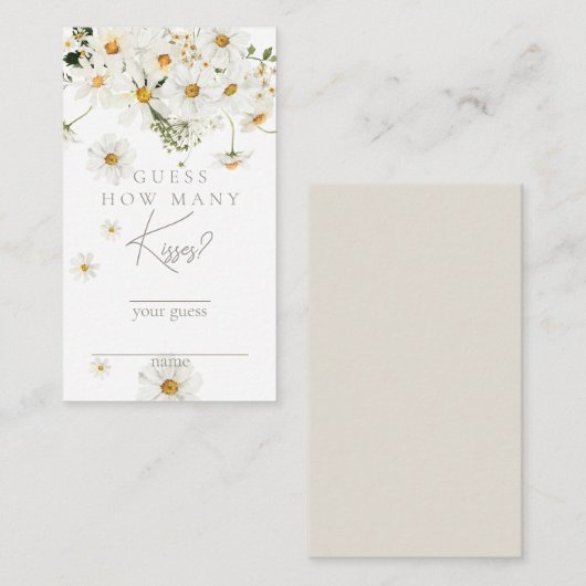 Daisy Boho Wildflower Modern Bruids Kisses Game Informatiekaartje (Voorkant / Achterkant)