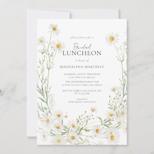 Daisy Boho Wildflower Rustic Bridal Luncheon Kaart (Voorkant)