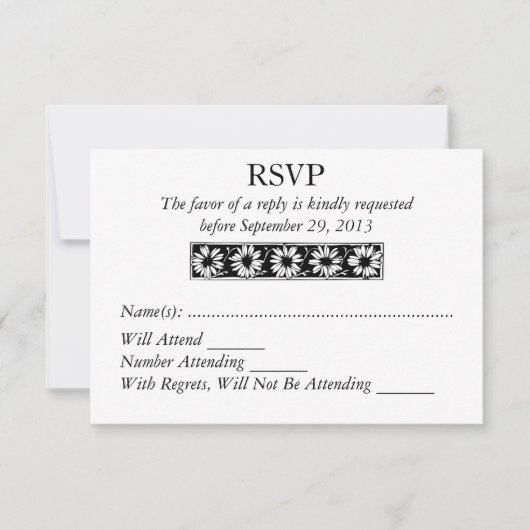 Daisy Border Moderne Réponse du Mariage RSVP (Devant)