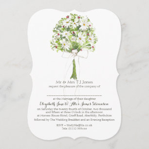 Daisy Bouquet Faire-part de mariage blanc
