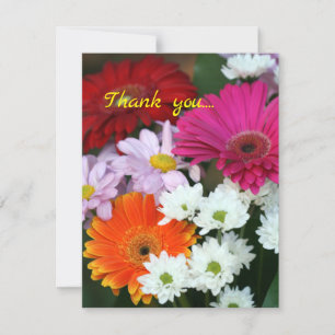 Daisy Bouquet Floral Flat Dank je wel Bedankkaart
