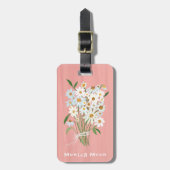 Daisy Bouquet Handpainted Gouache Custom Name Bagagelabel (Voorkant verticaal)