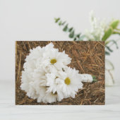 Daisy Bouquet & Hay - Land / Barn Wedding Kaart (Staand voorkant)