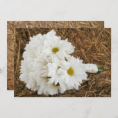 Daisy Bouquet & Hay - Land / Barn Wedding Kaart (Voorkant / Achterkant)