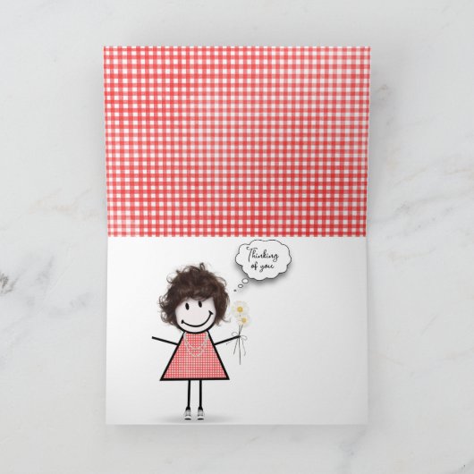 Daisy Bouquet over Gingham Kaart (Binnen)