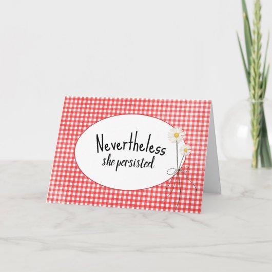 Daisy Bouquet over Gingham Kaart (Voorkant)