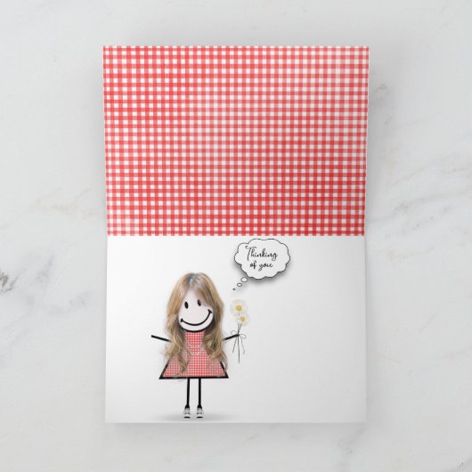 Daisy Bouquet over Gingham Kaart (Binnen)