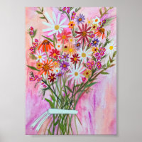 Daisy Bouquet over roze schilderkunst
