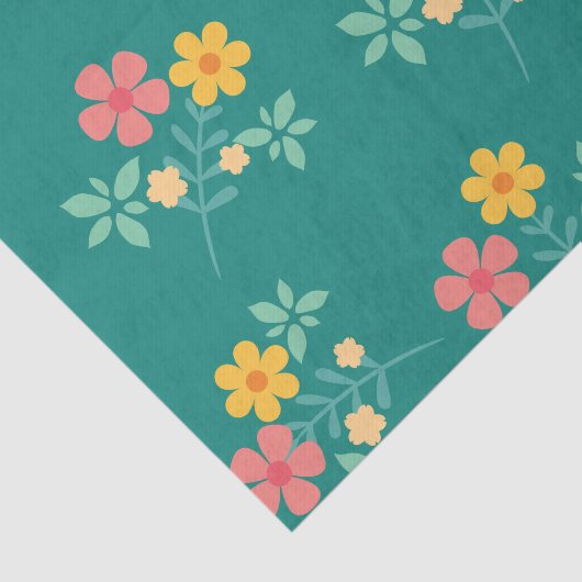 Daisy Bouquet Pattern in Green Tissuepapier (Detail)