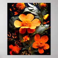 Daisy Bouquet sur Gouache Peinture Poster d'Art