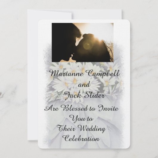 DAISY BOUQUET WEDDING INVITATIE KAART (Voorkant)