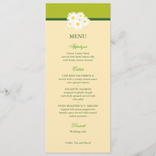 Daisy Bouquet Wedding Menu Card (Voorkant)