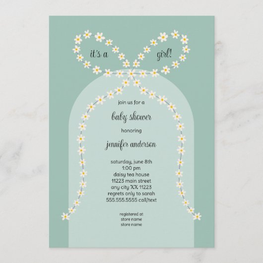 Daisy Bow Baby Shower Invitation (Devant)