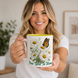 Daisy & Butterfly Bloei Tweekleurige Koffiemok