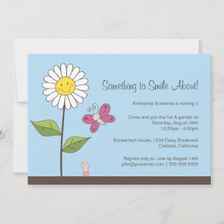 Daisy & Butterfly Girls Birthday Party Kaart