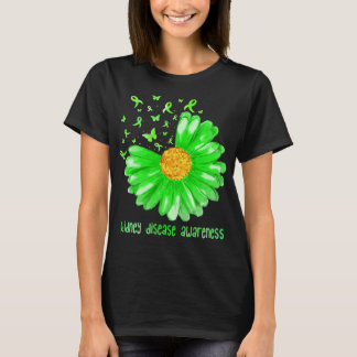 Daisy Butterfly Green Ribbon Kidney Disease Awaren T-shirt