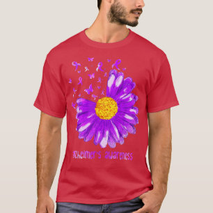Daisy Butterfly Paars Ribbon Alzheimer Awareness T-shirt