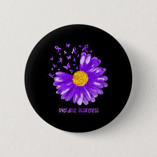 Daisy Butterfly Paars Ribbon Overdosering Bewustma Ronde Button 5,7 Cm