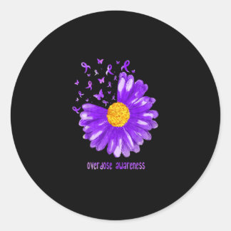 Daisy Butterfly Paars Ribbon Overdosering Bewustma Ronde Sticker