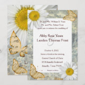 Daisy Butterfly Wedding Invitation Kaart (Voorkant / Achterkant)