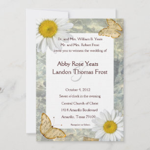 Daisy Butterfly Wedding Invitation Kaart