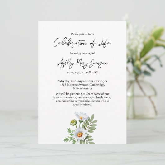 Daisy Celebration of Life Funeral Kaart (Staand voorkant)