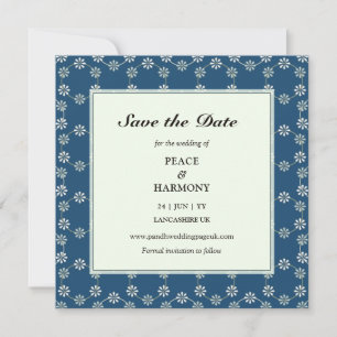 Daisy Chain Blue Motif Carré Enregistrer la carte