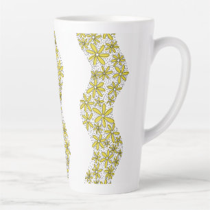 Daisy Chain Wiggly Flower Stripes geel Latte Mok