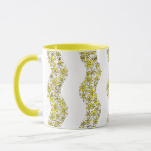 Daisy Chain Wiggly Flower Stripes geel Mok