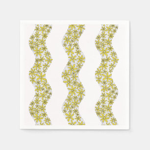 Daisy Chain Wiggly Flower Stripes geel Servet