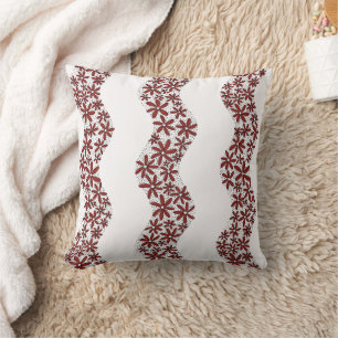 Daisy Chain Wiggly Flower Stripes rood Kussen