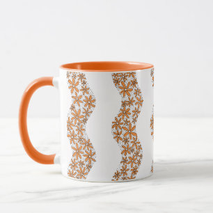 Daisy Chain Wiggly Flower Stripes sinaasappel Mok