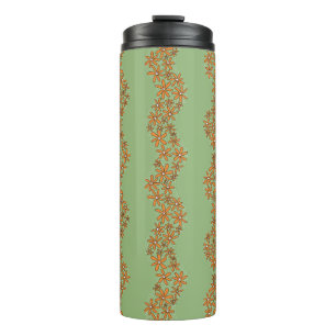Daisy Chain Wiggly Flower Stripes sinaasappel op g Thermosbeker