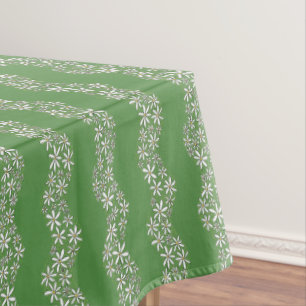 Daisy Chain Wiggly Flower Stripes wit groen Tafelkleed
