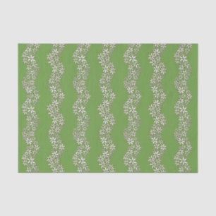 Daisy Chain Wiggly Flower Stripes wit rood groen Tissuepapier