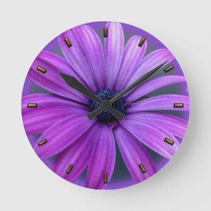 Daisy Clock Paarse Daisies Blue Flower Wall Clock Ronde Klok