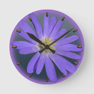Daisy Clock Paarse Daisies Blue Flower Wall klok