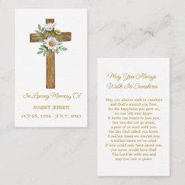 Daisy Cross Memorial Funeral Prayer Card Visitekaartje